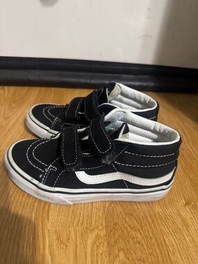 Vans Black and White Kids High-Top Sneakers with Velcro
